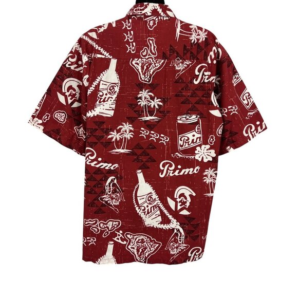 Rix Red Hawaiian Aloha Shirt Primo Beer Size Large L Short Sleeve Men Causal EUC - Picture 5 of 8